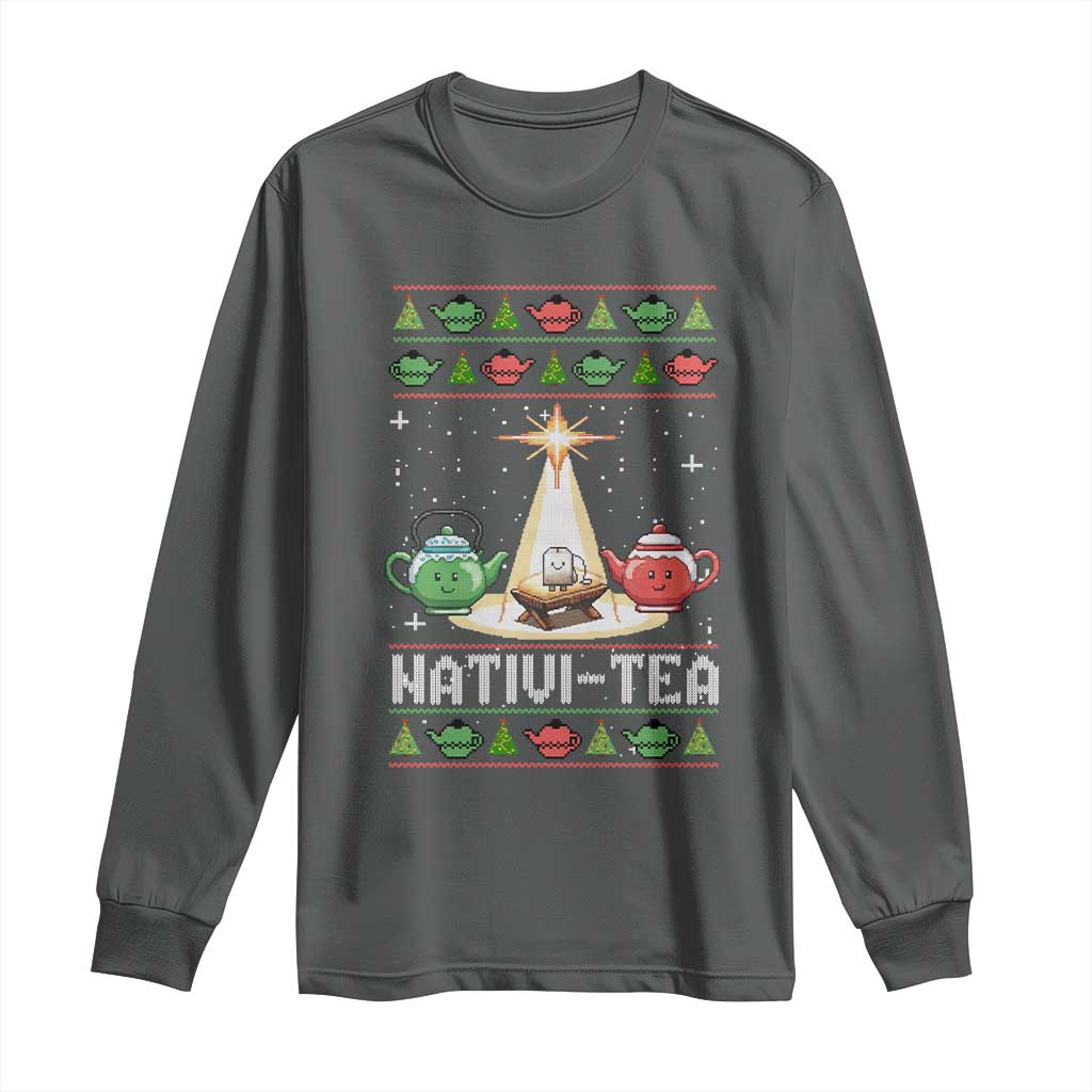 Funny Christmas Tea Lover Long Sleeve Shirt Nativi Tea Nativity Scene Christian Xmas - Wonder Print Shop