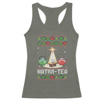 Funny Christmas Tea Lover Racerback Tank Top Nativi Tea Nativity Scene Christian Xmas - Wonder Print Shop