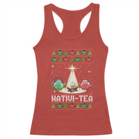 Funny Christmas Tea Lover Racerback Tank Top Nativi Tea Nativity Scene Christian Xmas - Wonder Print Shop