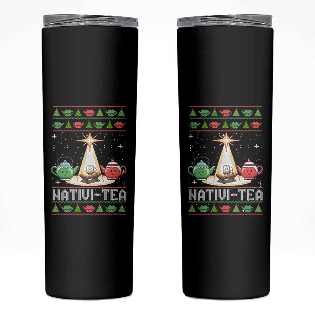 Funny Christmas Tea Lover Skinny Tumbler Nativi Tea Nativity Scene Christian Xmas - Wonder Print Shop