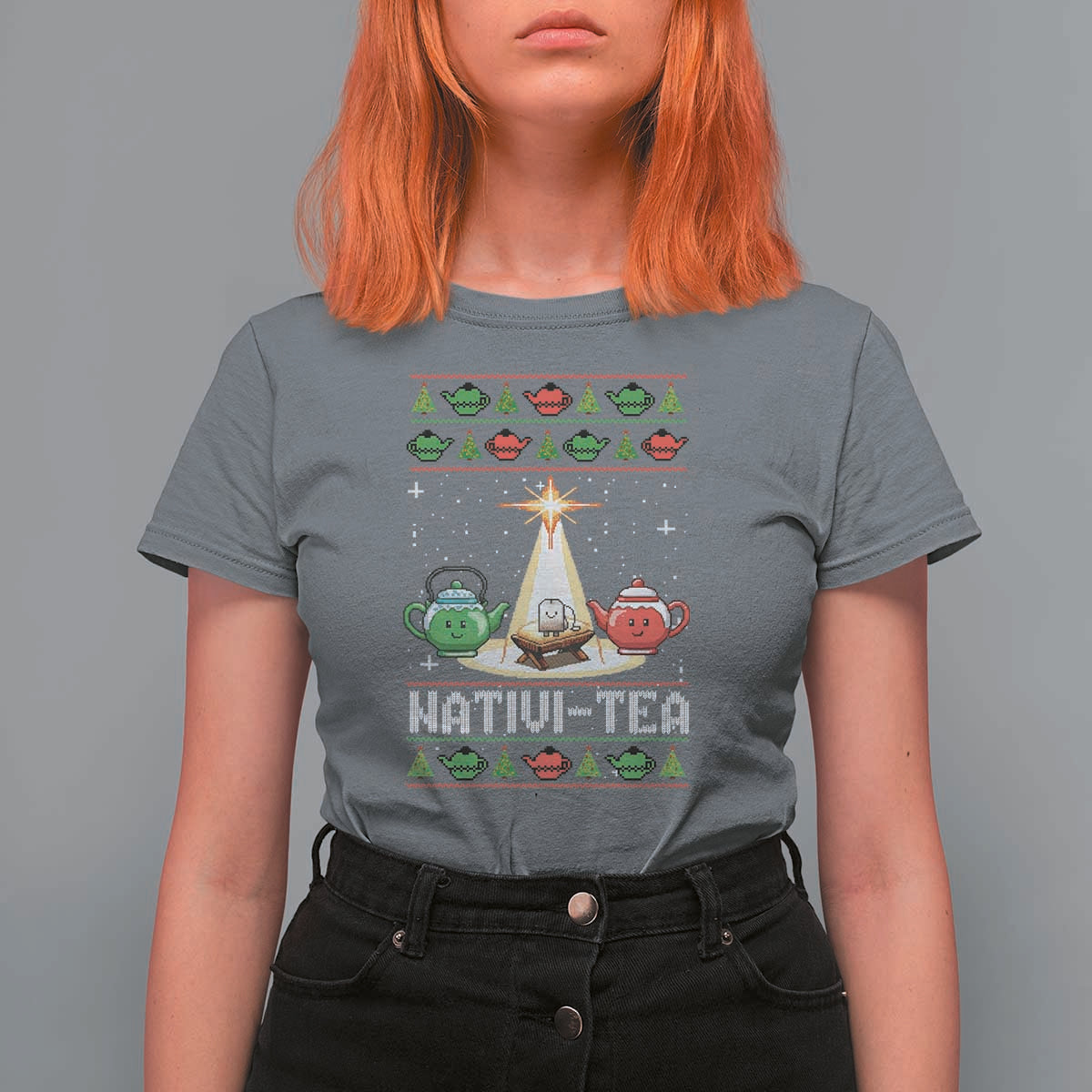 Funny Christmas Tea Lover T Shirt For Women Nativi Tea Nativity Scene Christian Xmas - Wonder Print Shop