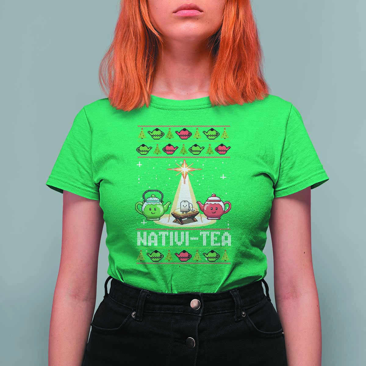 Funny Christmas Tea Lover T Shirt For Women Nativi Tea Nativity Scene Christian Xmas - Wonder Print Shop