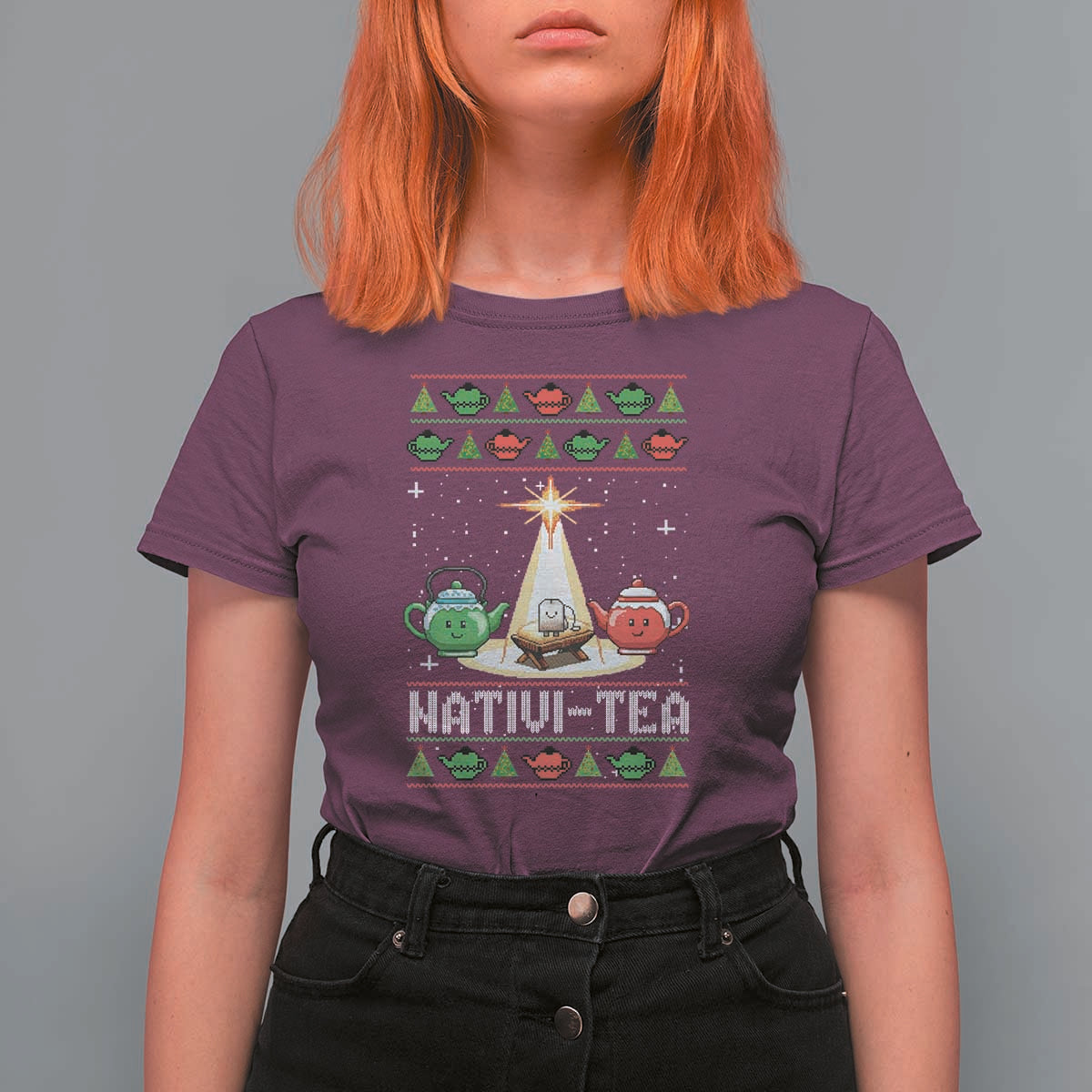 Funny Christmas Tea Lover T Shirt For Women Nativi Tea Nativity Scene Christian Xmas - Wonder Print Shop