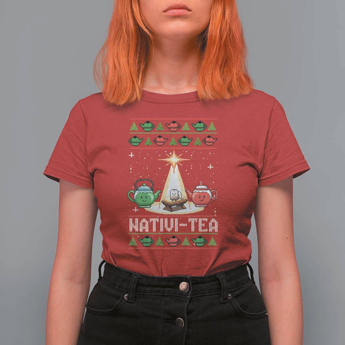 Funny Christmas Tea Lover T Shirt For Women Nativi Tea Nativity Scene Christian Xmas - Wonder Print Shop