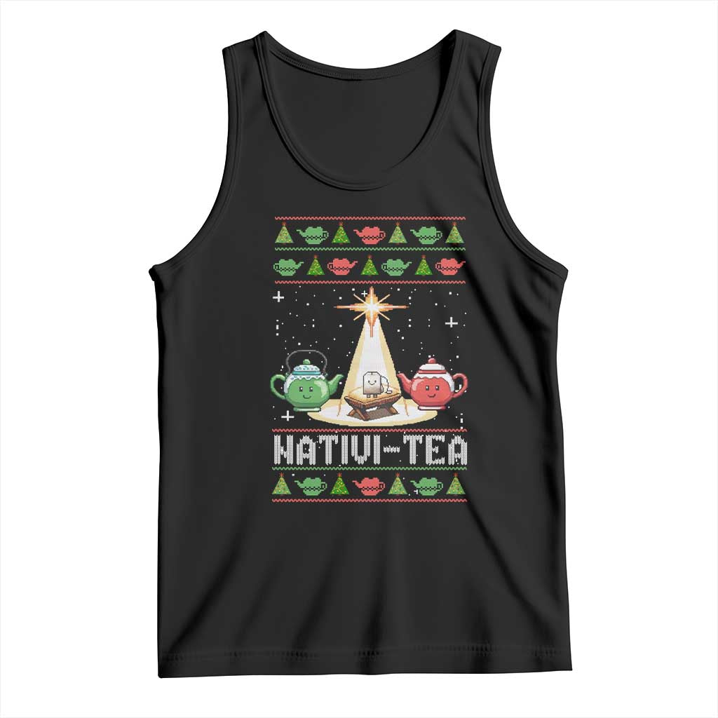 Funny Christmas Tea Lover Tank Top Nativi Tea Nativity Scene Christian Xmas - Wonder Print Shop