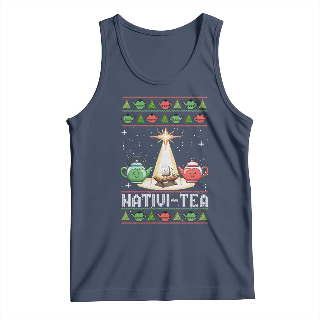 Funny Christmas Tea Lover Tank Top Nativi Tea Nativity Scene Christian Xmas - Wonder Print Shop
