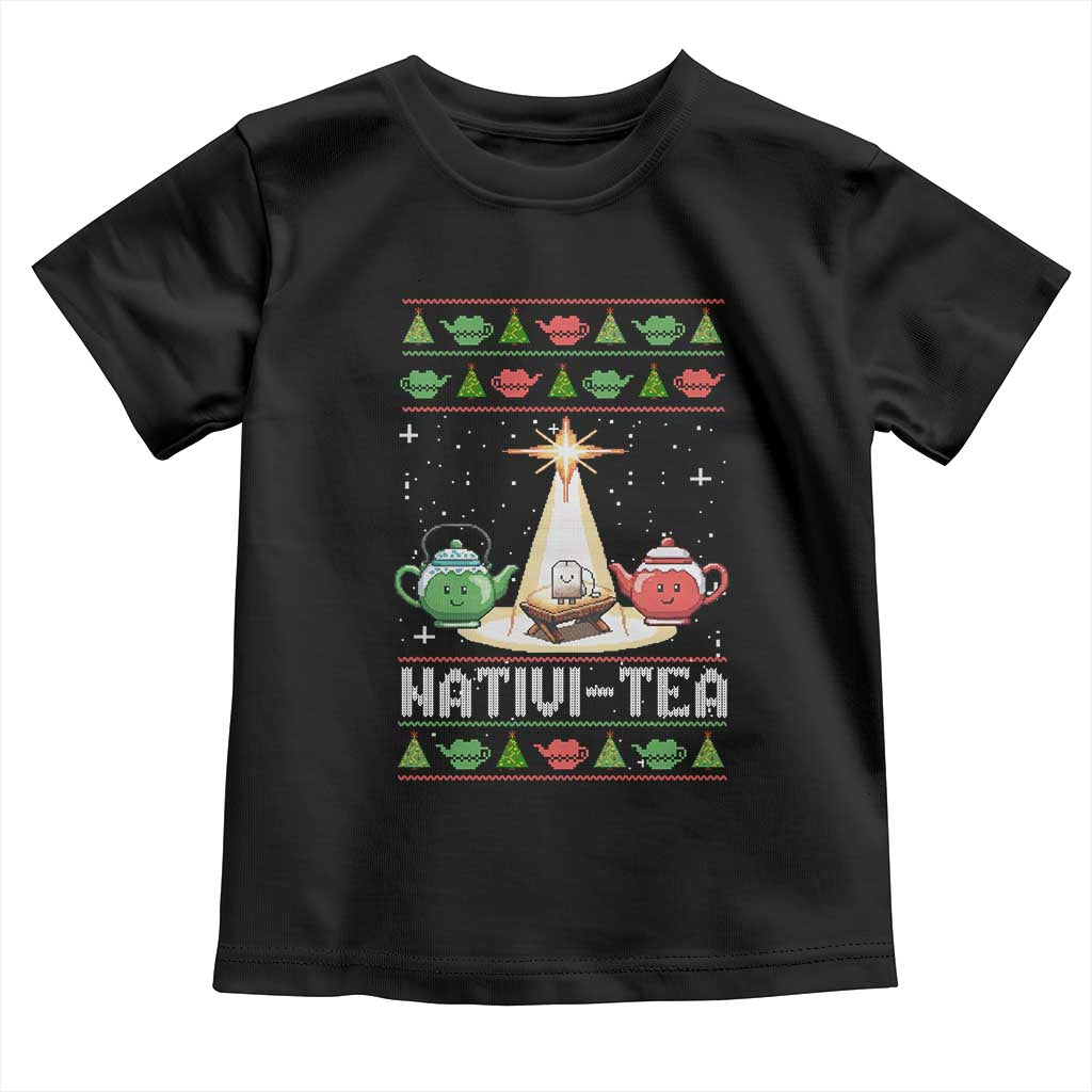 Funny Christmas Tea Lover Toddler T Shirt Nativi Tea Nativity Scene Christian Xmas - Wonder Print Shop