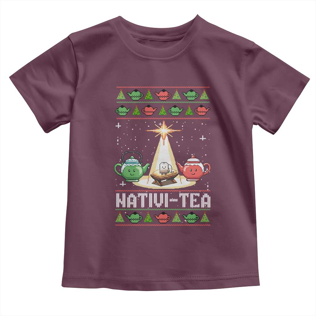 Funny Christmas Tea Lover Toddler T Shirt Nativi Tea Nativity Scene Christian Xmas - Wonder Print Shop