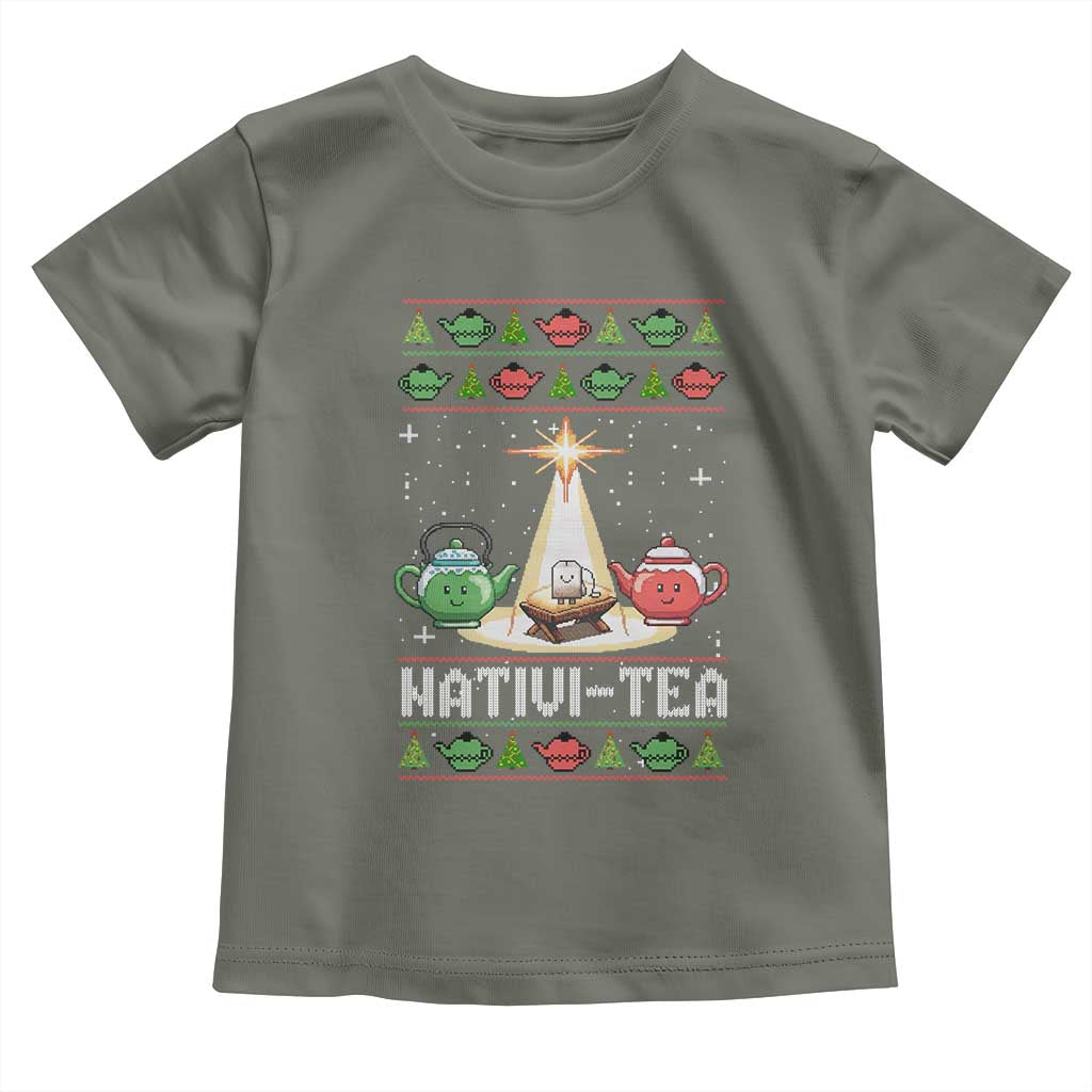 Funny Christmas Tea Lover Toddler T Shirt Nativi Tea Nativity Scene Christian Xmas - Wonder Print Shop
