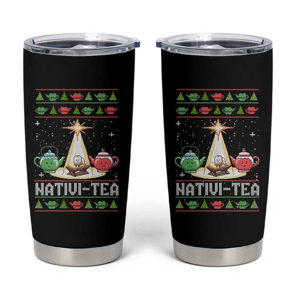 Funny Christmas Tea Lover Tumbler Cup Nativi Tea Nativity Scene Christian Xmas - Wonder Print Shop