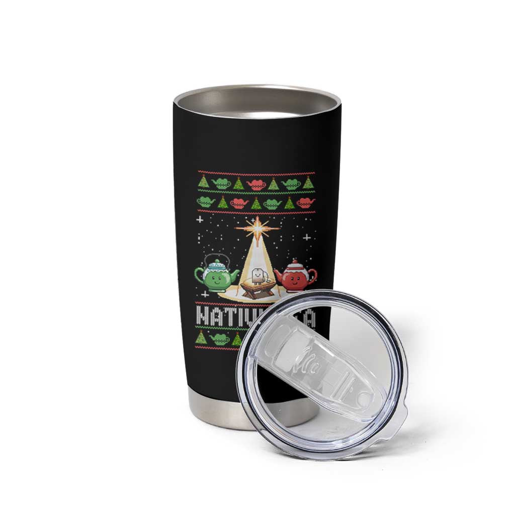 Funny Christmas Tea Lover Tumbler Cup Nativi Tea Nativity Scene Christian Xmas - Wonder Print Shop