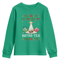 Funny Christmas Tea Lover Youth Sweatshirt Nativi Tea Nativity Scene Christian Xmas - Wonder Print Shop