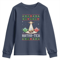 Funny Christmas Tea Lover Youth Sweatshirt Nativi Tea Nativity Scene Christian Xmas - Wonder Print Shop