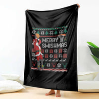 Funny Black Santa Christmas Basketball Throw Blanket Merry Swishmass Xmas Sport - Wonder Print Shop