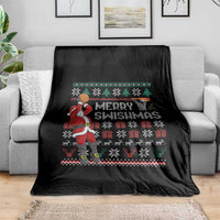 Funny Black Santa Christmas Basketball Throw Blanket Merry Swishmass Xmas Sport - Wonder Print Shop
