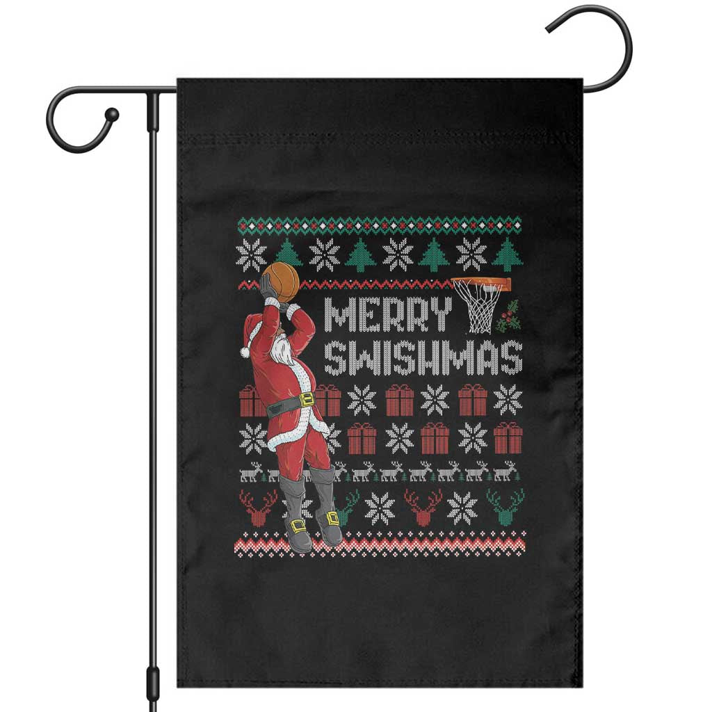 Funny Black Santa Christmas Basketball Garden Flag Merry Swishmass Xmas Sport - Wonder Print Shop