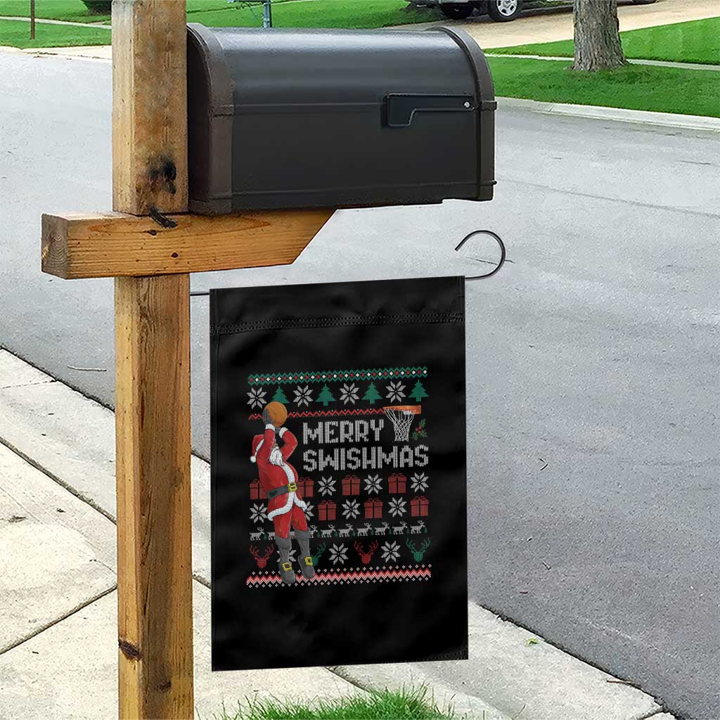 Funny Black Santa Christmas Basketball Garden Flag Merry Swishmass Xmas Sport - Wonder Print Shop