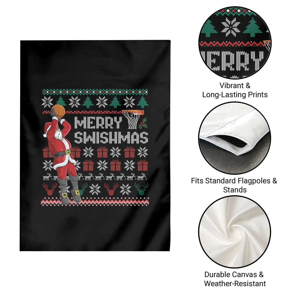 Funny Black Santa Christmas Basketball Garden Flag Merry Swishmass Xmas Sport - Wonder Print Shop