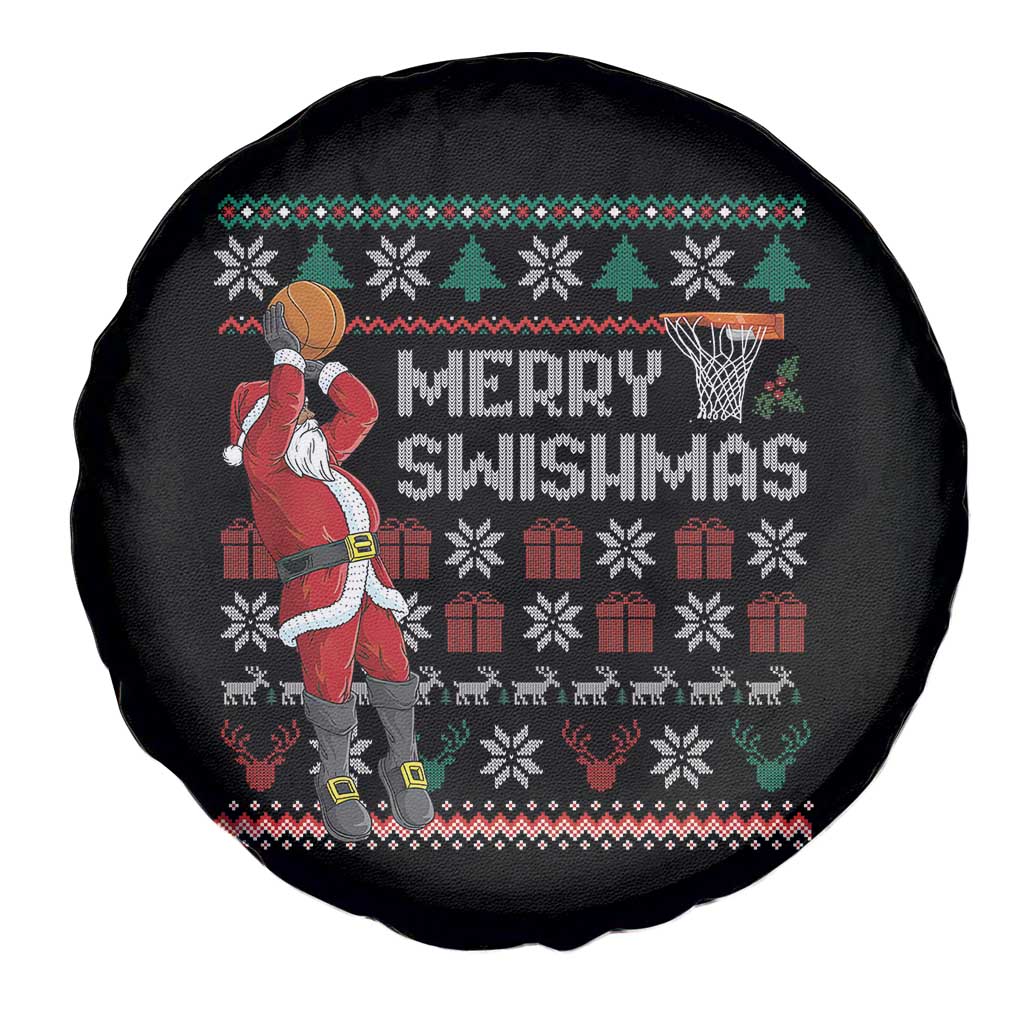 Funny Black Santa Christmas Basketball Spare Tire Cover Merry Swishmass Xmas Sport - Wonder Print Shop