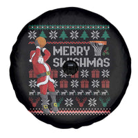 Funny Black Santa Christmas Basketball Spare Tire Cover Merry Swishmass Xmas Sport - Wonder Print Shop
