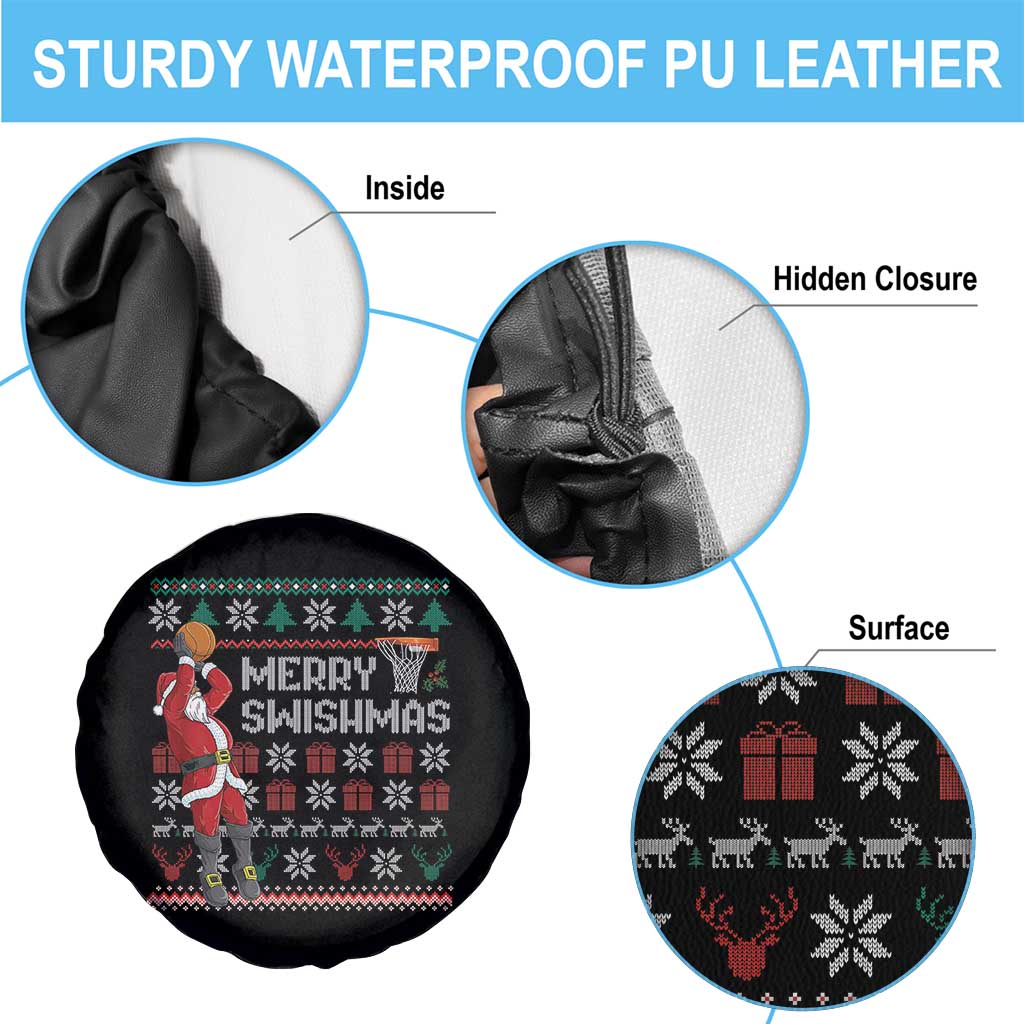 Funny Black Santa Christmas Basketball Spare Tire Cover Merry Swishmass Xmas Sport - Wonder Print Shop