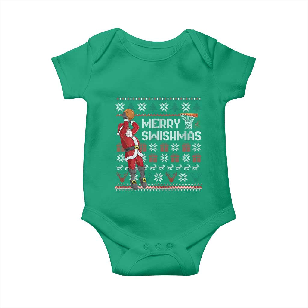 Funny Black Santa Christmas Basketball Baby Onesie Merry Swishmass Xmas Sport - Wonder Print Shop