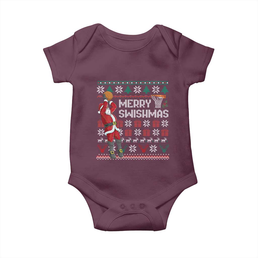 Funny Black Santa Christmas Basketball Baby Onesie Merry Swishmass Xmas Sport - Wonder Print Shop