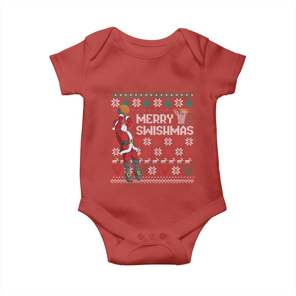 Funny Black Santa Christmas Basketball Baby Onesie Merry Swishmass Xmas Sport - Wonder Print Shop