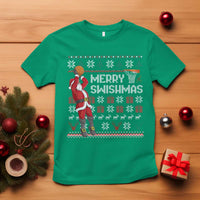 Funny Black Santa Christmas Basketball T Shirt Merry Swishmass Xmas Sport - Wonder Print Shop