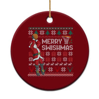 Funny Black Santa Christmas Basketball Ceramic Ornament Merry Swishmass Xmas Sport - Wonder Print Shop