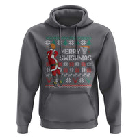 Funny Black Santa Christmas Basketball Hoodie Merry Swishmass Xmas Sport - Wonder Print Shop