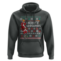 Funny Black Santa Christmas Basketball Hoodie Merry Swishmass Xmas Sport - Wonder Print Shop