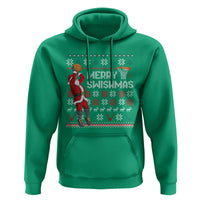 Funny Black Santa Christmas Basketball Hoodie Merry Swishmass Xmas Sport - Wonder Print Shop