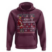 Funny Black Santa Christmas Basketball Hoodie Merry Swishmass Xmas Sport - Wonder Print Shop