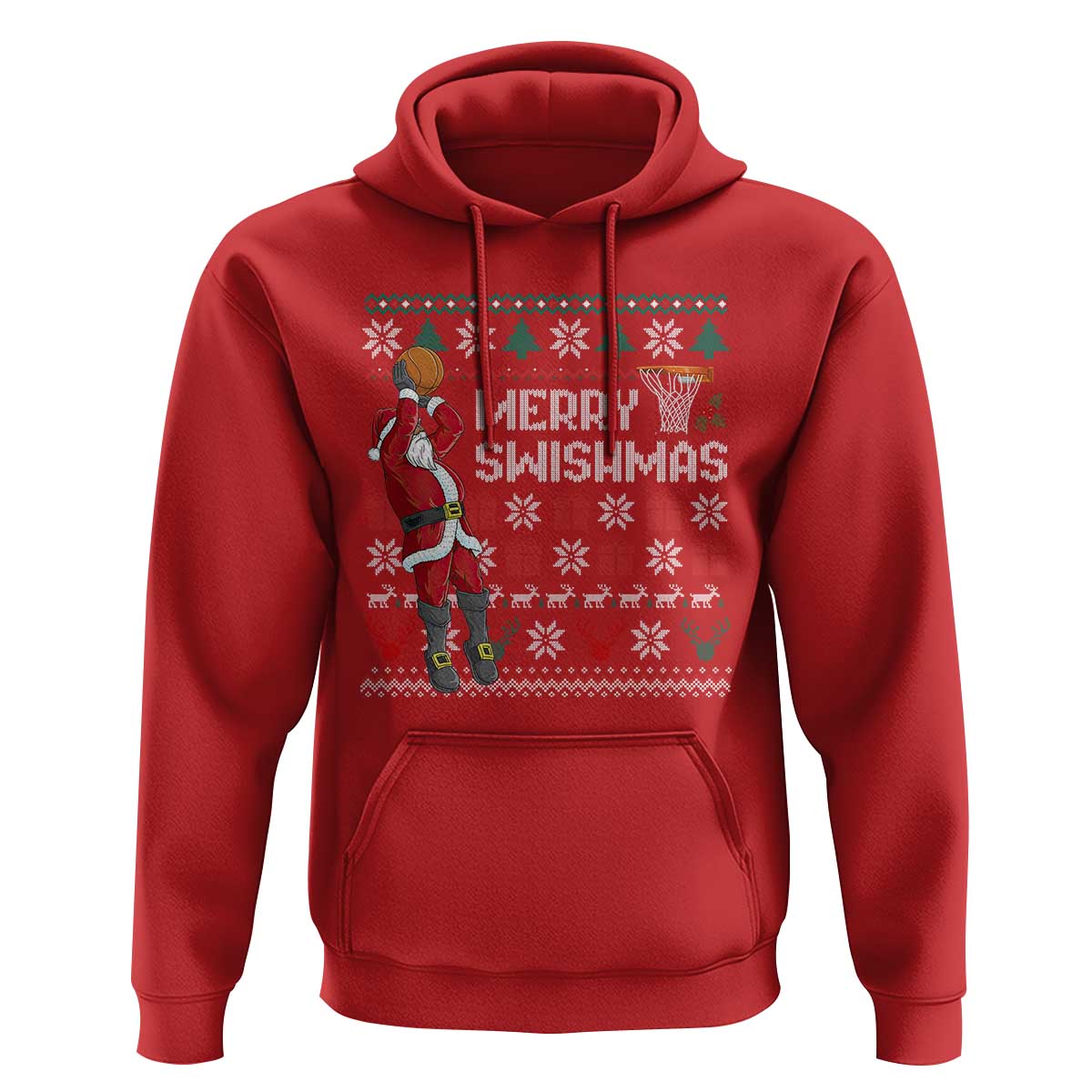 Funny Black Santa Christmas Basketball Hoodie Merry Swishmass Xmas Sport - Wonder Print Shop