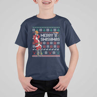 Funny Black Santa Christmas Basketball T Shirt For Kid Merry Swishmass Xmas Sport - Wonder Print Shop