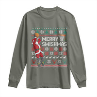 Funny Black Santa Christmas Basketball Long Sleeve Shirt Merry Swishmass Xmas Sport - Wonder Print Shop