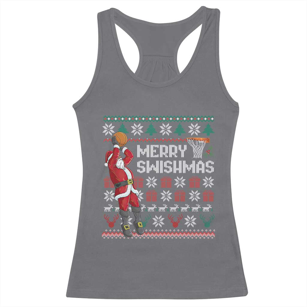 Funny Black Santa Christmas Basketball Racerback Tank Top Merry Swishmass Xmas Sport - Wonder Print Shop