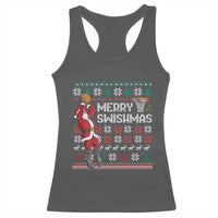 Funny Black Santa Christmas Basketball Racerback Tank Top Merry Swishmass Xmas Sport - Wonder Print Shop