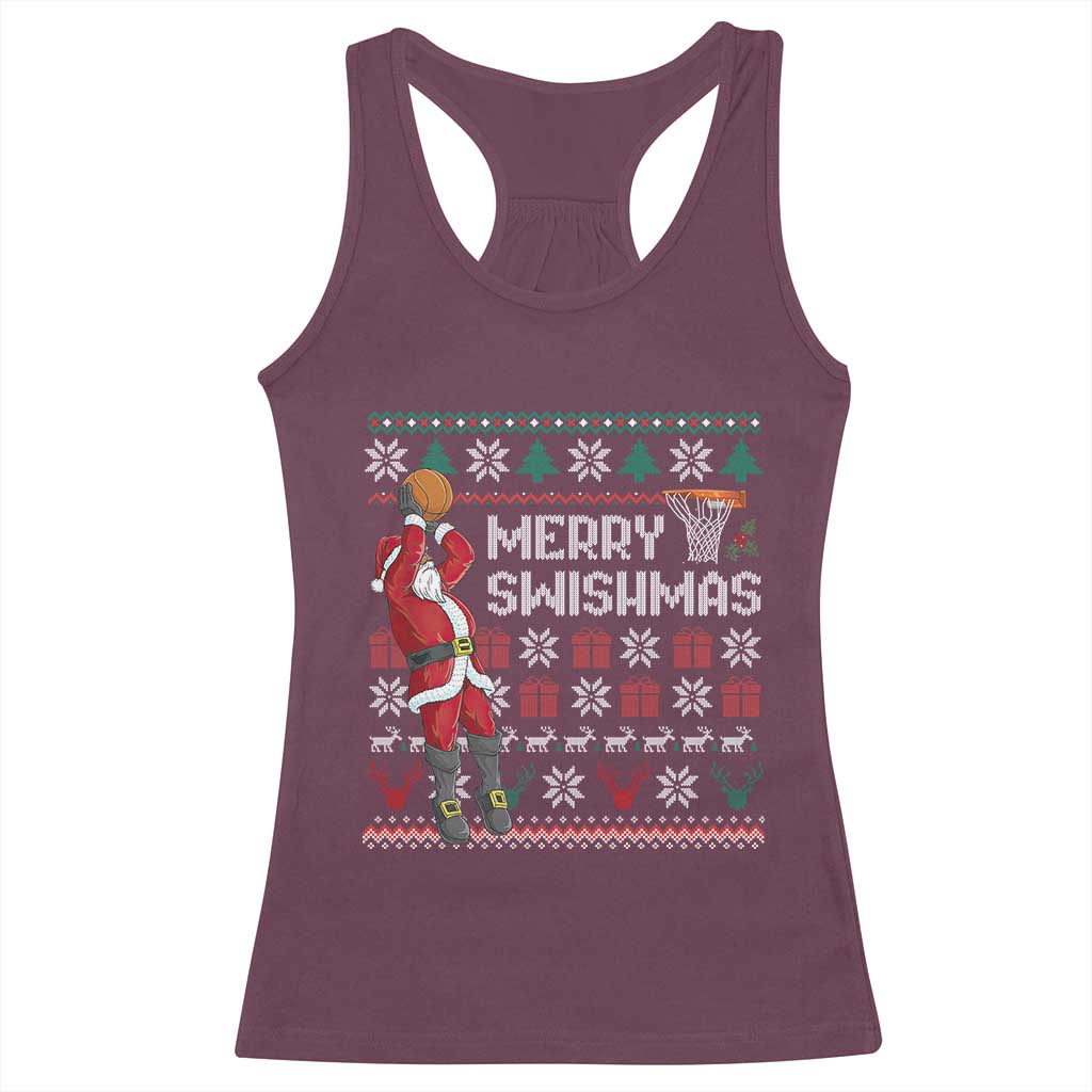 Funny Black Santa Christmas Basketball Racerback Tank Top Merry Swishmass Xmas Sport - Wonder Print Shop