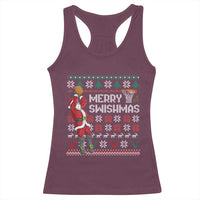 Funny Black Santa Christmas Basketball Racerback Tank Top Merry Swishmass Xmas Sport - Wonder Print Shop