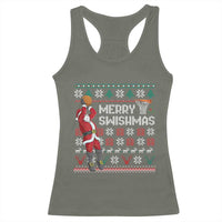 Funny Black Santa Christmas Basketball Racerback Tank Top Merry Swishmass Xmas Sport - Wonder Print Shop