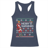 Funny Black Santa Christmas Basketball Racerback Tank Top Merry Swishmass Xmas Sport - Wonder Print Shop