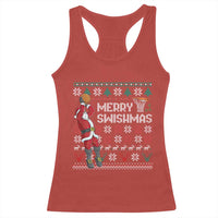 Funny Black Santa Christmas Basketball Racerback Tank Top Merry Swishmass Xmas Sport - Wonder Print Shop