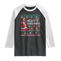 Funny Black Santa Christmas Basketball Raglan Shirt Merry Swishmass Xmas Sport - Wonder Print Shop