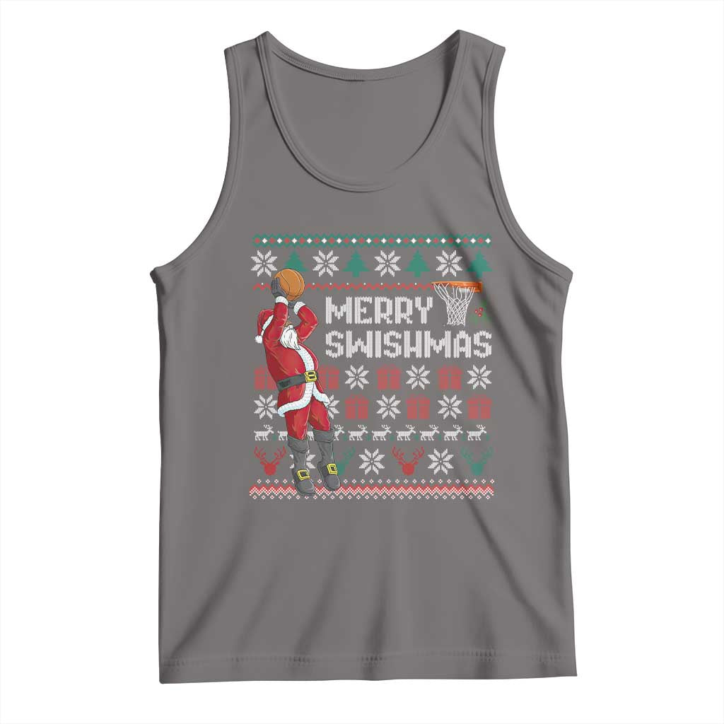Funny Black Santa Christmas Basketball Tank Top Merry Swishmass Xmas Sport - Wonder Print Shop