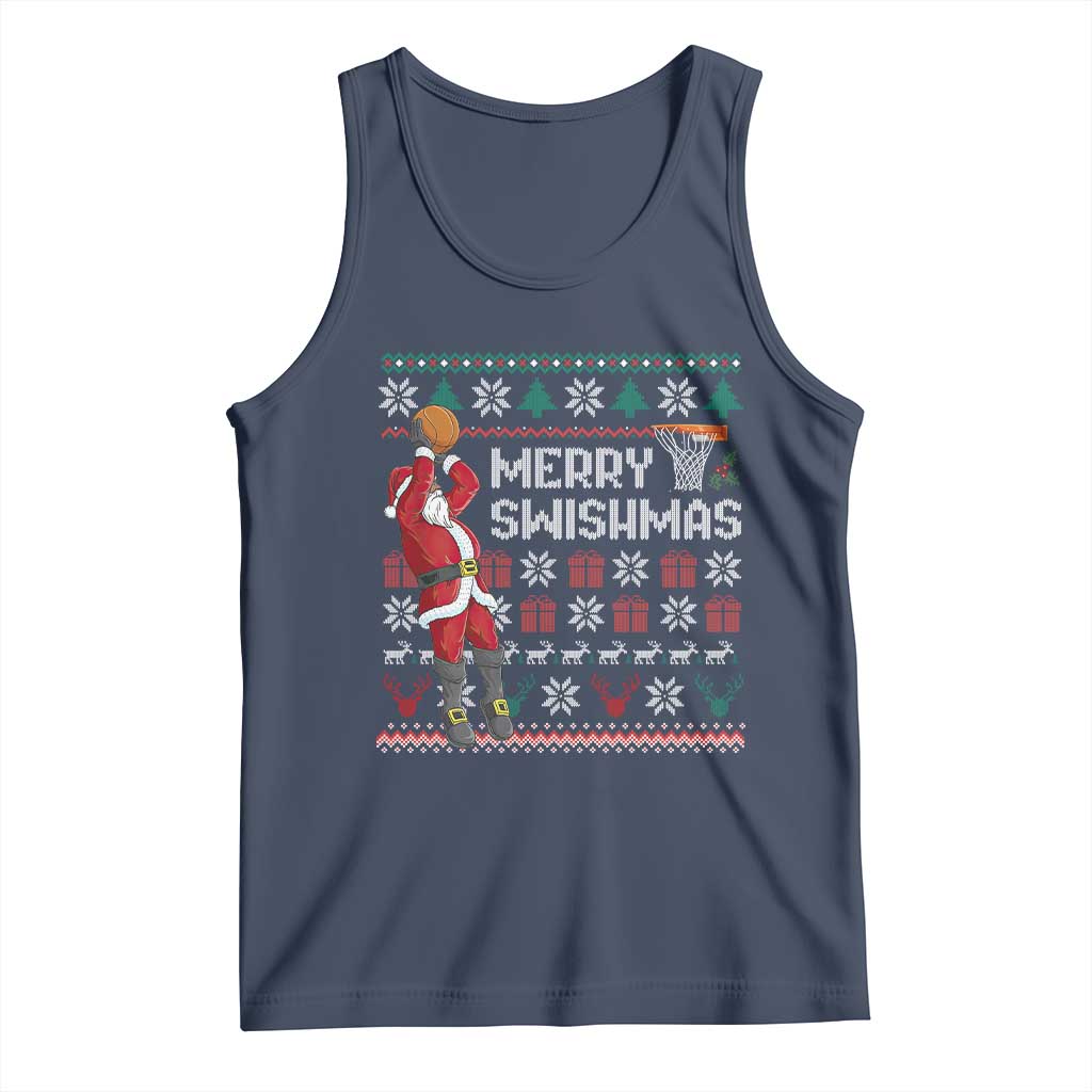 Funny Black Santa Christmas Basketball Tank Top Merry Swishmass Xmas Sport - Wonder Print Shop