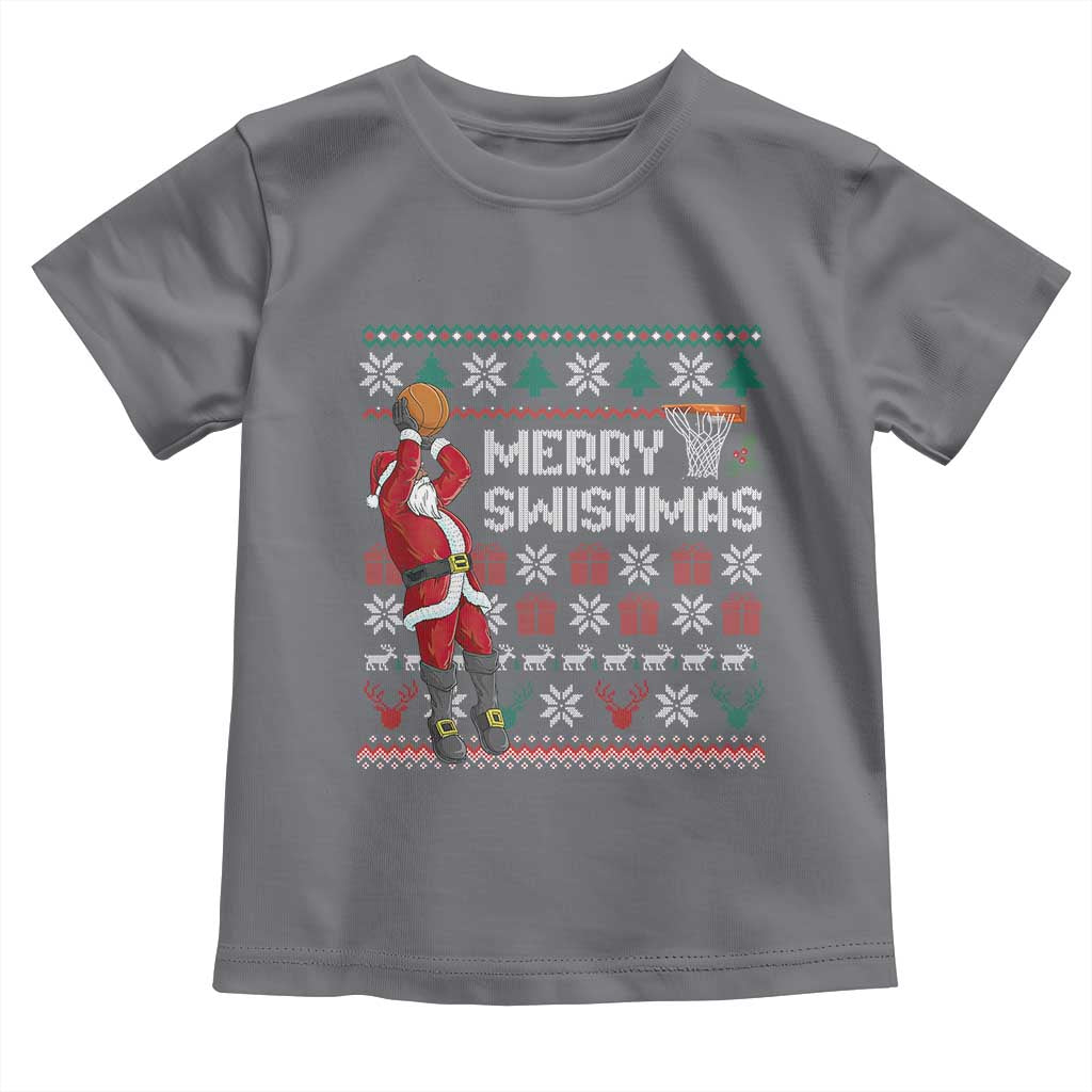 Funny Black Santa Christmas Basketball Toddler T Shirt Merry Swishmass Xmas Sport - Wonder Print Shop
