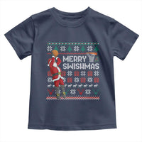 Funny Black Santa Christmas Basketball Toddler T Shirt Merry Swishmass Xmas Sport - Wonder Print Shop