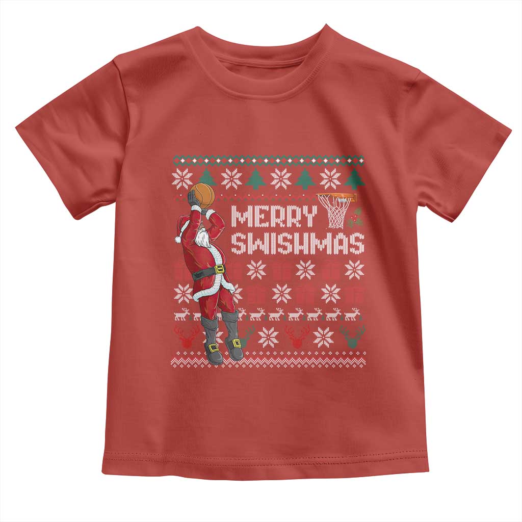 Funny Black Santa Christmas Basketball Toddler T Shirt Merry Swishmass Xmas Sport - Wonder Print Shop